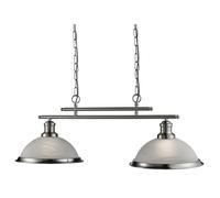 Ceiling Light Silver Bistro 2 Bar Pendant Satin Glass Searchlight 2682-2SS
