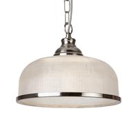 Ceiling Light Silver Bistro II Single Pendant Satin Searchlight 1682SS