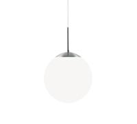 Ceiling Light Silver Cafe 15 Single Dome Pendant White Opal Glass 15cm Max 60w