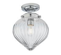 Ceiling Light Silver Cheston IP44 Chrome Clear Ribbed Glass Endon 96489