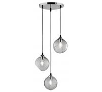 Ceiling Light Silver Clooney 3 Chrome Smoke Glass Trio R30073054