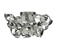 3 Light Curly Chrome Finish Metal Shade Acrylic Semi Flush Ceiling Fitting Light