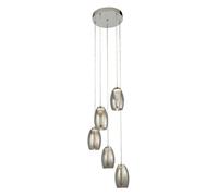 Ceiling Light Silver Cyclone 5 LED Chrome Smoked Glass Searchlight 97291-5SM [EEK: G]