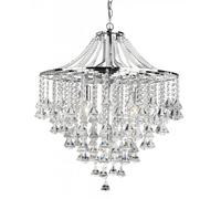 Modern Chrome Crystal Chandelier With Diamond Drops