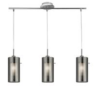 Searchlight 3303-3SM Duo 3 bar light pendant ceiling in chrome + glass shades