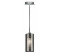Ceiling Light Silver Duo Single Pendant In Chrome And Glass Shade Searchlight