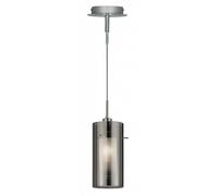 Searchlight 2301SM Duo single ceiling pendant light in chrome and glass shade
