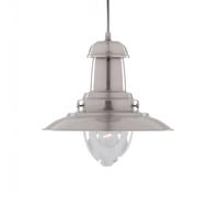 Satin Silver Finish Body Ceiling Fitting Pendant Light With Clear Glass Shade