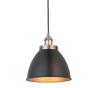 Luminosa Lighting Luminosa Franklin Single Pendant Ceiling Lamp, Aged Pewter Plate, Matt Black Paint