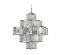Ceiling Light Silver Glacier Chrome Clear Acrylic Cube 7 Chandelier Searchlight