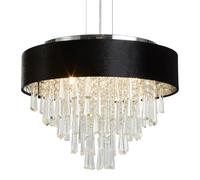 Ceiling Light Silver Glamour 5 Chrome Black & Clear K5 Crystal Glass Searchlight