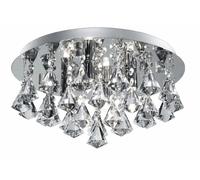 Lighting Collection Jasmine 4Lt Flush - Chrome Metal & Clear Crystal One Size Silver