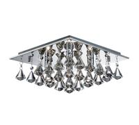 Ceiling Light Silver Hanna 4 Square Diamond Cyrstals Chrome Searchlight 7304-4CC