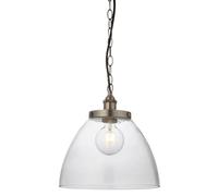 Endon 106896 Hansen Grand 1lt Pendant Brushed silver paint & clear glass 10W LED E27 (Required)