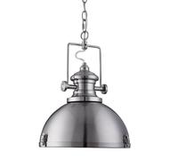 Industrial Satin Silver Ceiling Pendant Light Fitting Lighting Acrylic Diffuser