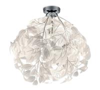 Reality Leuchten Leavy ceiling lamp, Ø 38 cm, chrome/white, plastic