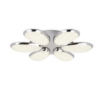 6 Light LED Ceiling Flush Chrome Ice Effect Shade