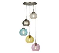 Ceiling Light Silver Mardi Gras 5 Satin Multi Colour Searchlight 8135-5SS