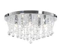 Ceiling Light Silver Metal & Transparent Acrylic 45x22cm Round Crystal Beaded XL [EEK: A]