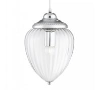 Searchlight Lighting 1091CC Clear Ribbed Glass Ceiling Pendant in Polished Chrome Finish