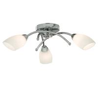 Modern Chrome Ceiling Flush 3 Light With Opal Glass