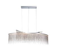 Endon Collection Orphelia LED Curve Twin Bar Pendant Light Fine Silver Chain Waterfall Effect Polished Chrome Warm White, Grey