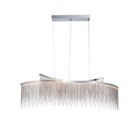 Luminosa Lighting Luminosa Orphelia Led Curve Twin Bar Pendant Light Fine Silver Chain Waterfall Effect Polished Chrome, Warm White