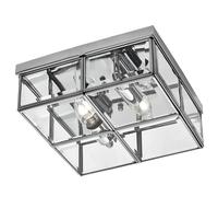 2 Light Chrome Flush Ceiling Mount Fitting Chandelier with Clear Bevelled Glass