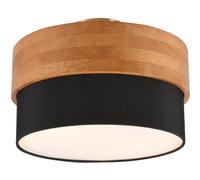 Ceiling Light Silver Seasons 2 Matt Nickel & Natural Wood Black 300mm Trio