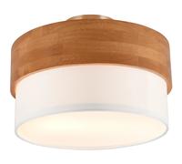 Ceiling Light Silver Seasons 2 Matt Nickel & Natural Wood White 300mm Trio