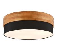 Ceiling Light Silver Seasons 3 Matt Nickel & Natural Wood Black 500mm Trio