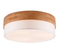 Ceiling Light Silver Seasons 3 Matt Nickel & Natural Wood White 500mm Trio