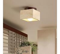 Ceiling Light, Square Stone LED Ceiling Light Fixtures Corridor Balcony Yellow Travertine V-intage Industrial Decor Lamp