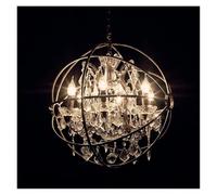 Ceiling Light, V-intage Rustic Chandelier Mid Century Modern Lighting Loft Retro Led Crystal Church Restaurant(Rust Color,Dia 55cm 5 Lights)