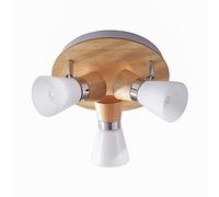Ceiling Light 'Vivica' dimmable (Scandinavian) in Brown Made of Wood for e.g. Living Room & Dining Room (3 Light Sources, E14) from Lindby | floodlight, Spotlight