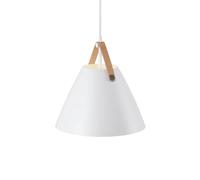 Ceiling Light White Metal Pendant Real Leather Strap 27cm Requires Lamp Nordlux