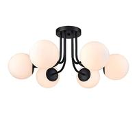 Ceiling Light with 6-Light Modern d Ceiling Light Glass Globe White Semi Flush Mount Light Shade for Living Room Bedroom Hallway Light Fittings Ceilings