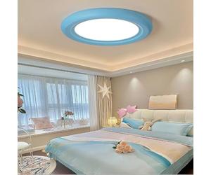 Ceiling light with full color spectrum and eye-friendly light, modern, simple LED ceiling lamp for the living room, single-color 39W ceiling lights with three-color light for bedroom and kitchen,Blau