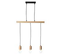 Endon 101678 Sven 3lt Pendant Matt black & natural wood 3 x 10W LED E27 (Required)