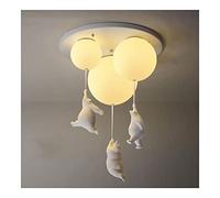 Ceiling Lighting Nordic Cartoon Bear Chandelier Cute Polar Bear Ceiling Pendant Light Foyer Glass Flush Mount Lighting Fixture Ceiling for Bedroom Kitchen Island Kids Room
