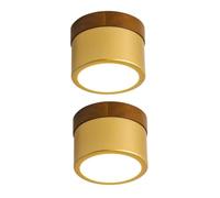 Ceiling Lights 2 Pack Ceiling Light Fixture Gold LED Flush Mount Walnut Wood Base Modern Cylinder Ceiling Light Spot Light for Living Room Hallway Kitchen Dining Room Foyer 7W