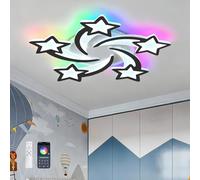 Ceiling Lights are Star-Shaped and Come in 7 RGB Colors Chandelier with Remote Control Timer Dimmable Ceiling Lamp with 3 Color Temperatures Night Light and Memory Function for Children's Room, Black