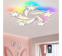Ceiling Lights are Star-Shaped and Come in 7 RGB Colors Chandelier with Remote Control Timer Dimmable Ceiling Lamp with 3 Color Temperatures Night Light and Memory Function for Children's Room, White