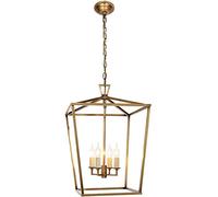 Ceiling Lights Chandeliers Decorative Lighting 4-Light Ceiling Lantern Light Cage Industrial Chandelier, Adjustable Hanging Height Ceiling Lights for Foyer Hall Farmhouse Island Dining,Gold,75Cm