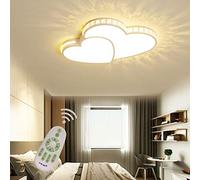 Ceiling Lights Flush Mount Bedroom Living Room Lamp Dimmable with Remote Control, LED Modern Heart Shape Design Fixture Acrylic Shade Crystal Chandelier for Lounge Hallway Lighting (40w L62*W45cm)