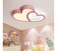 Ceiling Lights Flush Mount Girls Boys Bedroom Children Room Lamp Dimmable with Remote Control, Heart Shaped Design Fixture Acrylic Shade Chandelier for Lounge Kitchen Hallway Lighting L50*W35cm (Pink)