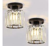 Ceiling lights for bedroom Semi Flush Mount Crystal Indoor Modern Black Ceiling Hanging Lighting Fixtures for Hallway Cbar Porch Laundry Entry Storage Room 2 Pac