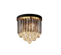 Ceiling Lights Modern Crystal Flush Mount Ceiling Light Smoky Grey K9 Prisms & Clear Sphere Chaner for Entryway Hallway Bedroom Living Room Luxury Glam Lighting Fixture