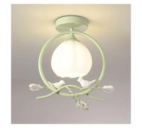 Ceiling Lights Resin Bird Milk Glass Flower Ceiling Light French Country White Bedroom Flush Mount Ceiling Lamp Nordic Modern Kitchen Close to Ceiling Light for Hallway Entry Porch Corridor-/Green