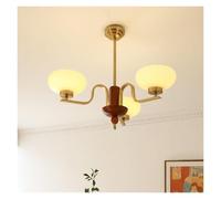ceiling Mid Century Outdoor Chandelier Large White Gold Pendant Light for Living Room Dining Room Bedroom Kitchen and Outdoor Space; Vintage Wood Round Ceiling Lamp 3 Light-milk Shade-5 Lig